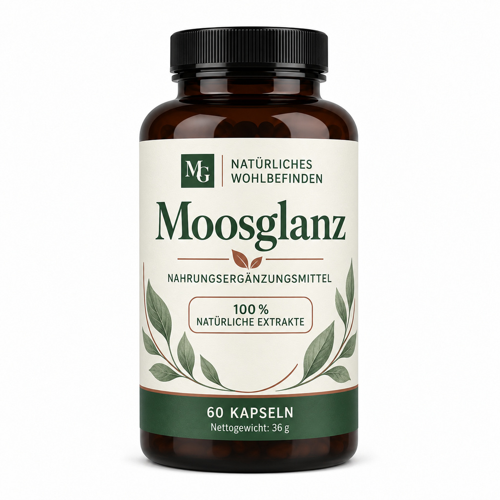 Moosglanz – Produktverpackung in einer Studioaufnahme